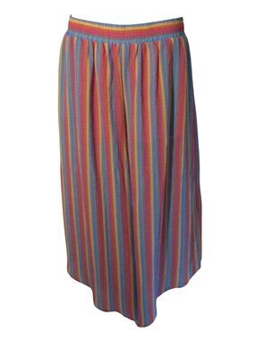 L Love Large Pink Blue Green Yellow Stripe Wide Leg Crop Pants